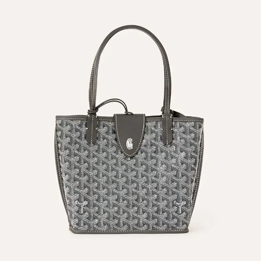 Front angle of Goyard Unisex Anjou Mini Bag-Grey showing flap
