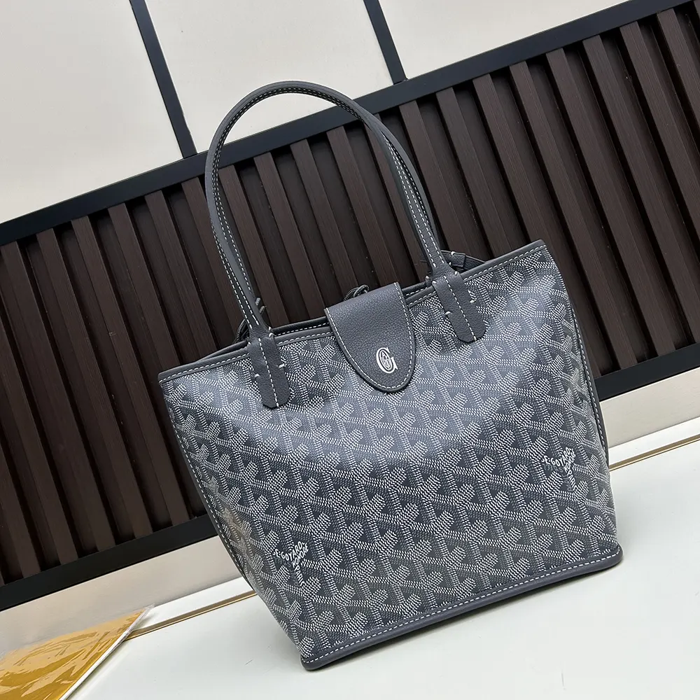 Side view highlighting slim silhouette of Goyard Unisex Anjou Mini Bag-Grey
