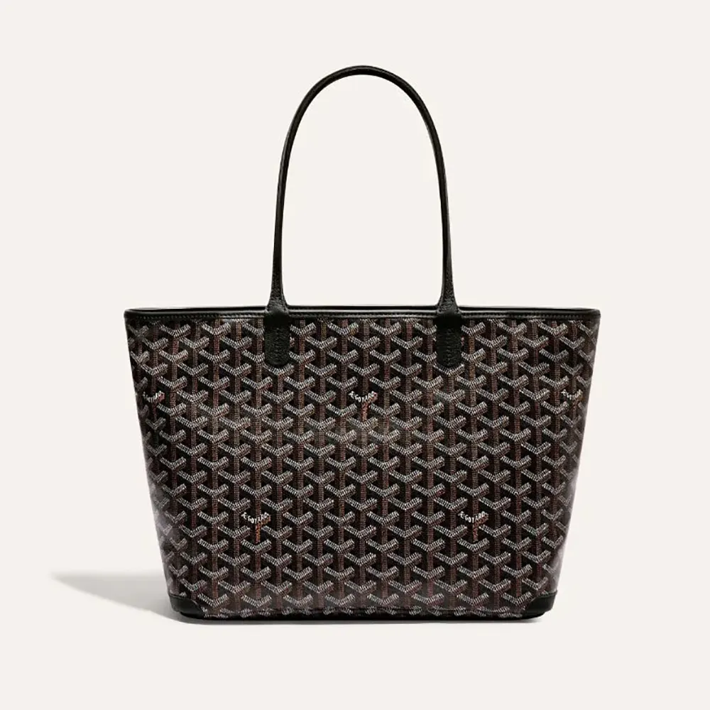 Front angle of Goyard Unisex Artois Pm Bag-Black showing Chevron pattern