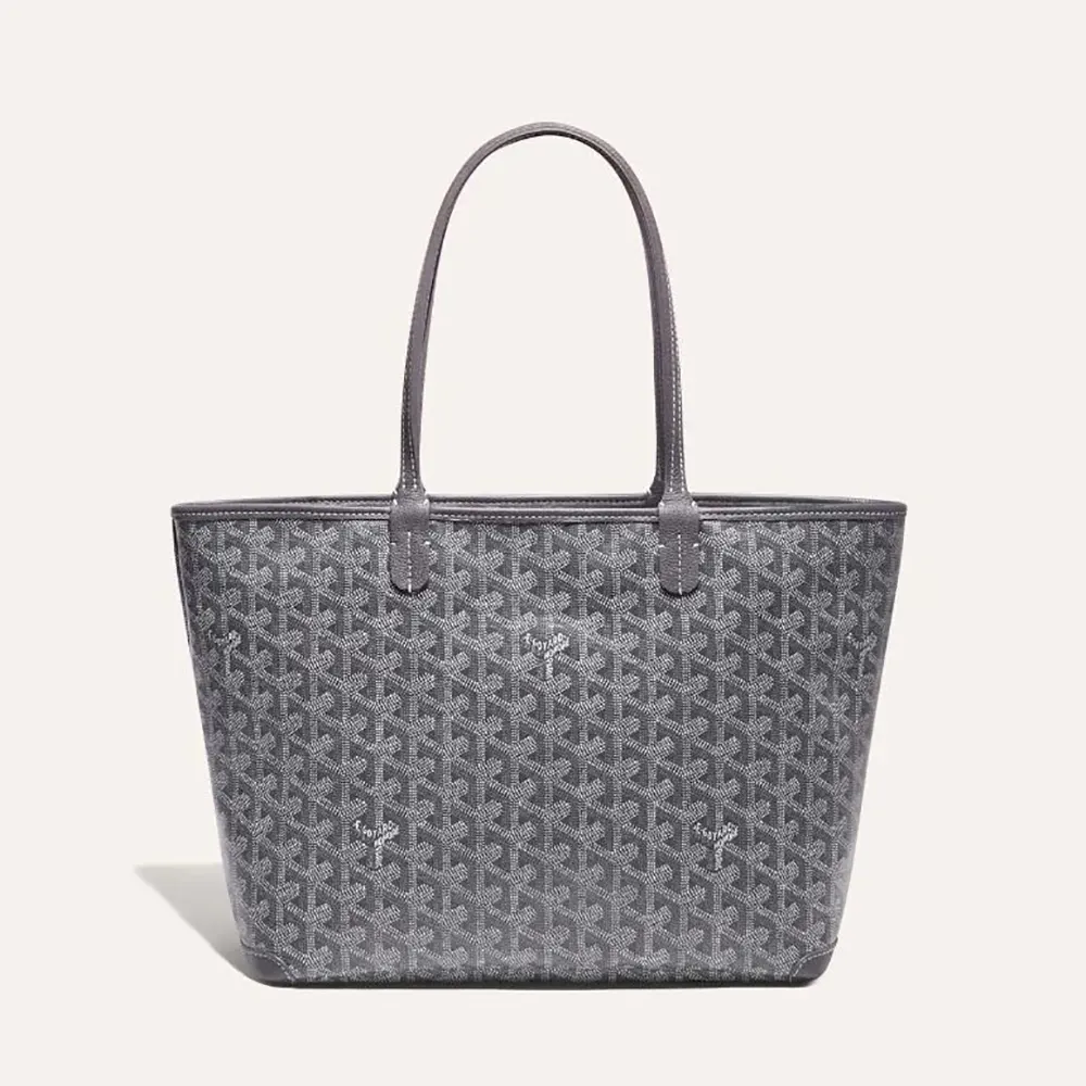 Front angled view of Goyard Unisex Artois Pm Bag-Grey showing zipper
