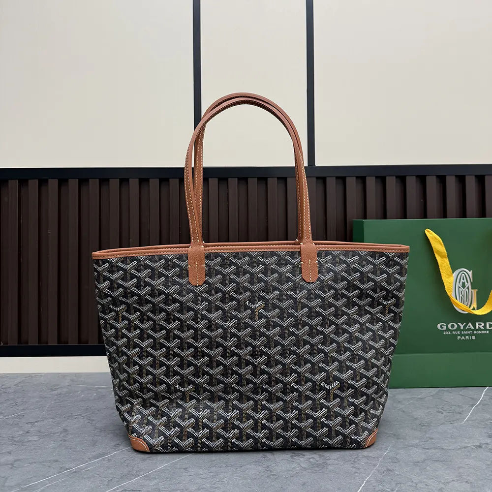 Side profile of Goyard Unisex Artois Pm Bag-Tan with adjustable strap