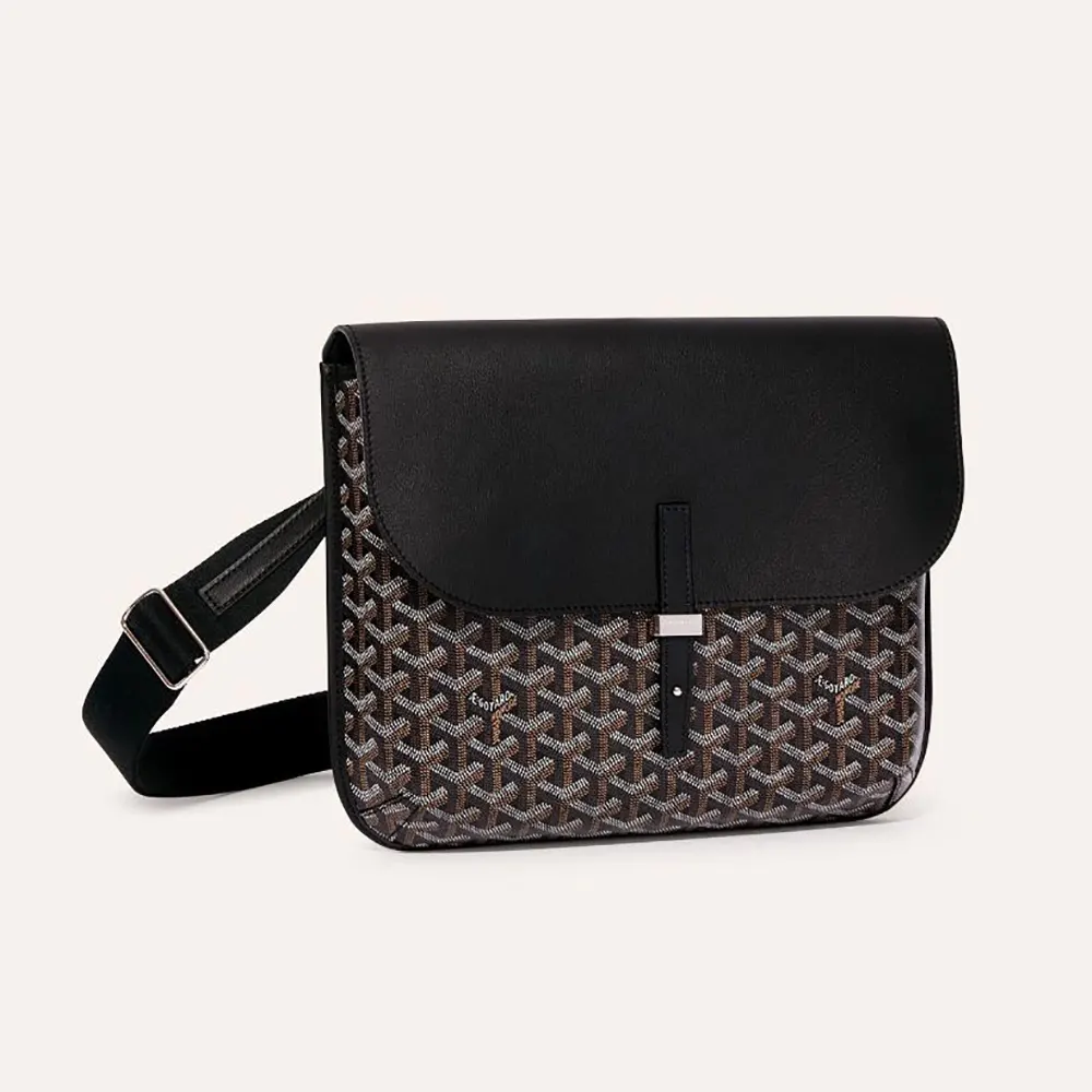Front angled view of Goyard Unisex Coursier Messenger Bag-Black
