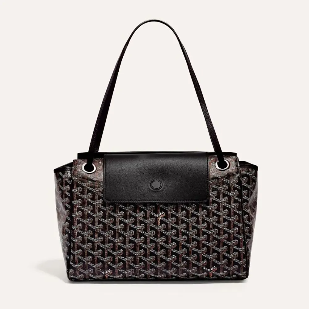 Front angle of Goyard Unisex Rouette Souple Bag-Black showing silhouette