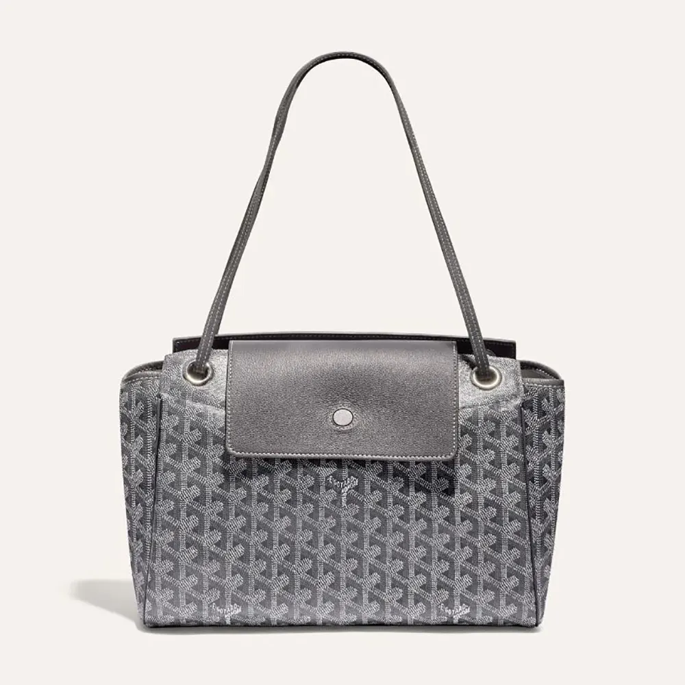 Front view of Goyard Unisex Rouette Souple Bag-Grey with visible silhouette