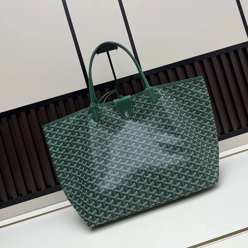 Side profile showing spacious interior of Goyard Unisex Saint Louis Gm Bag-Green