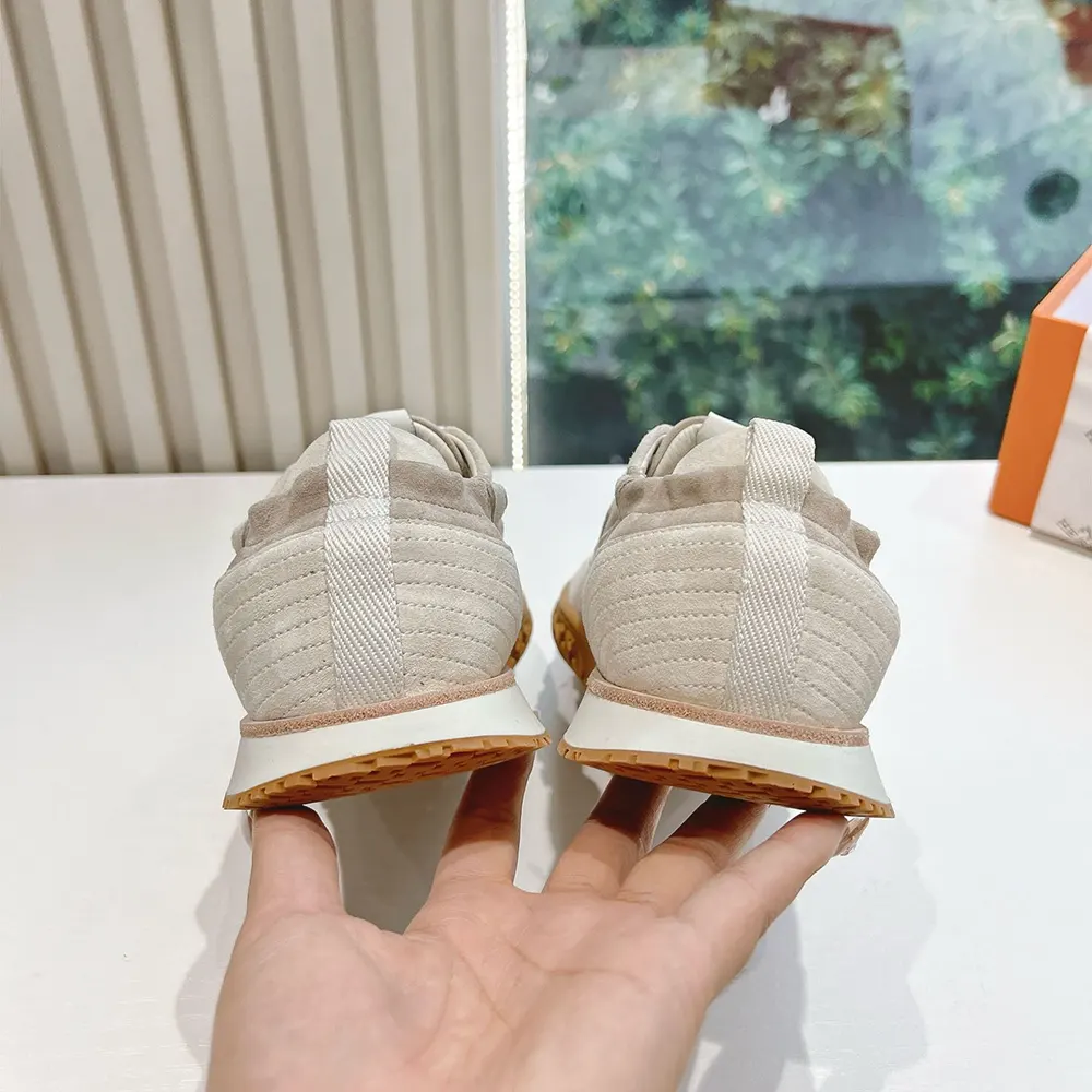Hermes Unisex Jet Sneaker in Technical Canvas and Suede Goatskin-Beige - image 8