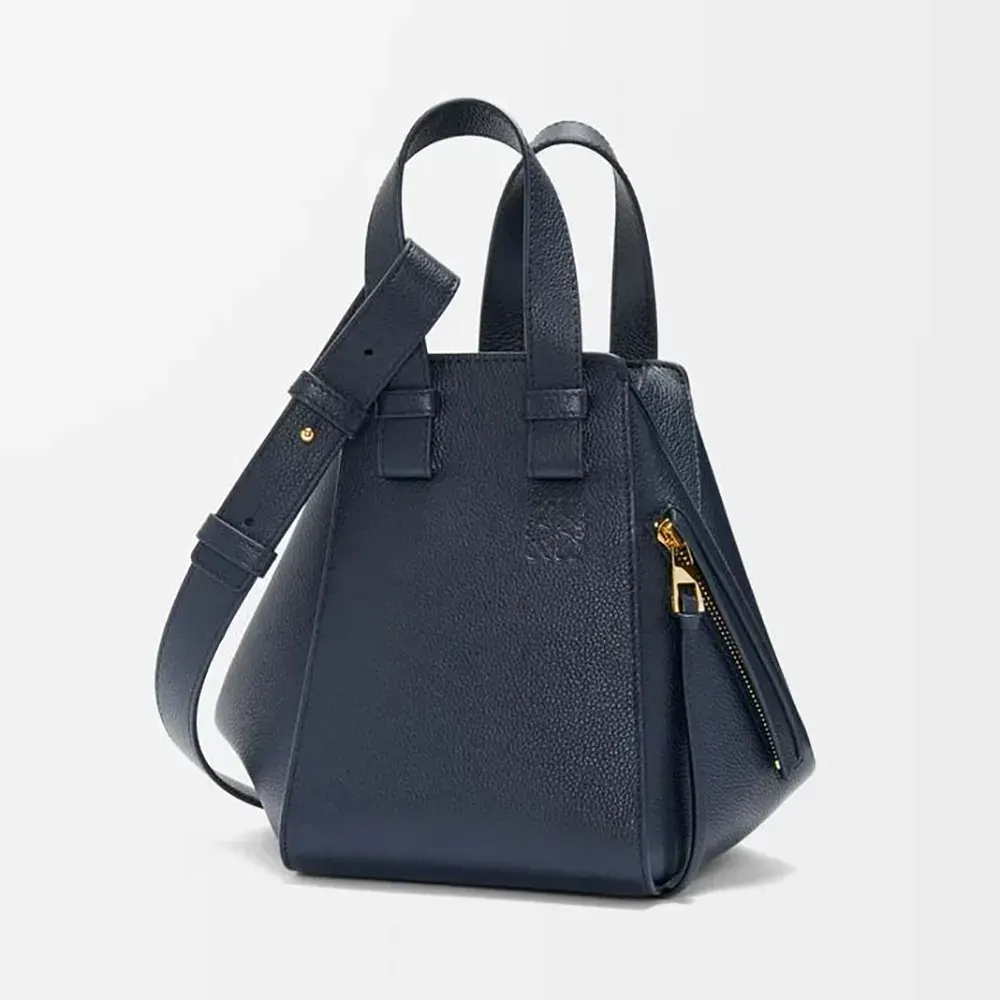 Front angle of Loewe Unisex Compact Hammock Bag in Deep Navy