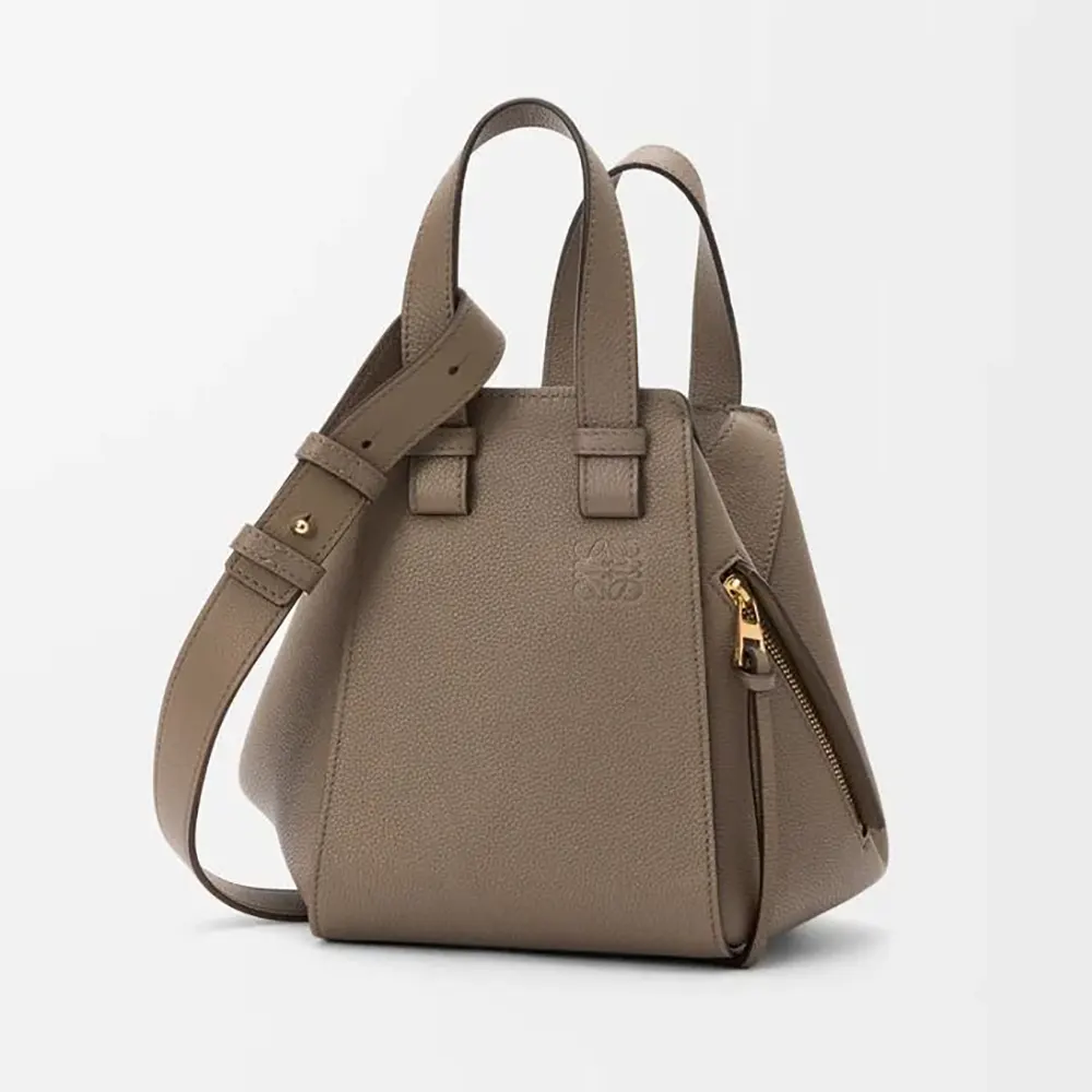Front view of Loewe Unisex Compact Hammock Bag in soft grey calfskin