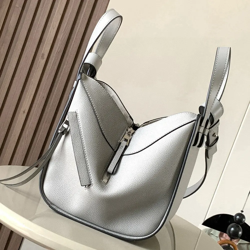 Loewe Unisex Compact Hammock Bag in Soft Grained Calfskin-Silver - image 4