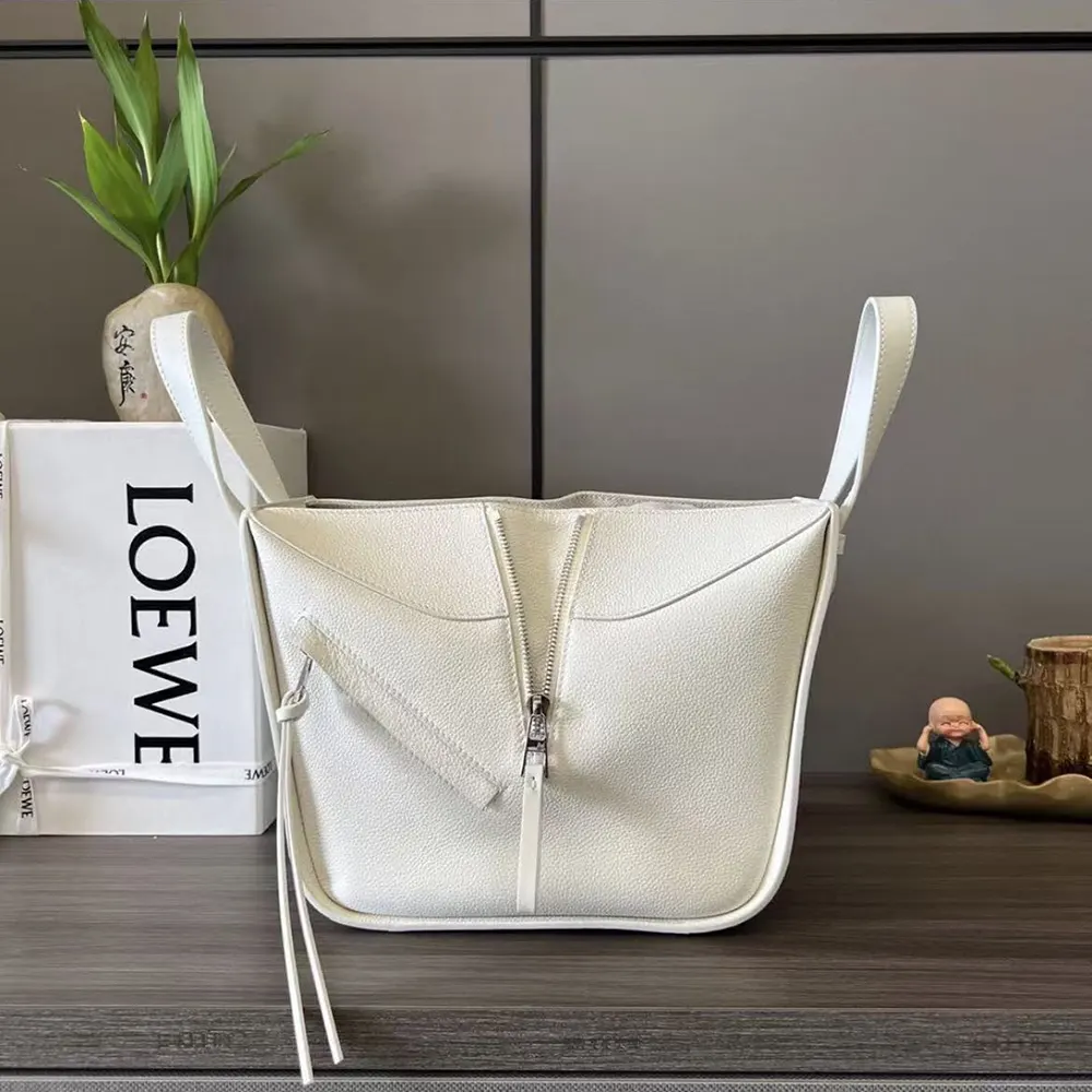 Loewe Unisex Compact Hammock Bag in Soft Grained Calfskin-White - image 4