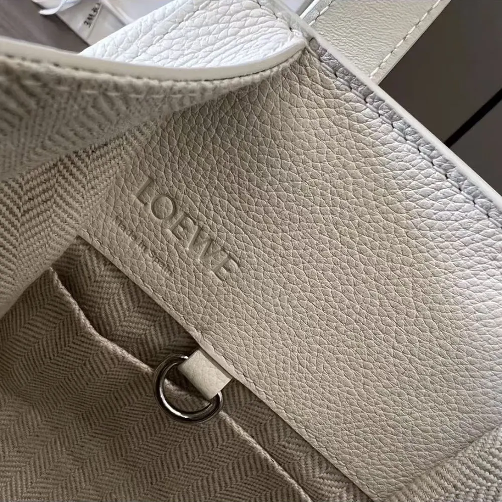 Loewe Unisex Compact Hammock Bag in Soft Grained Calfskin-White - image 6