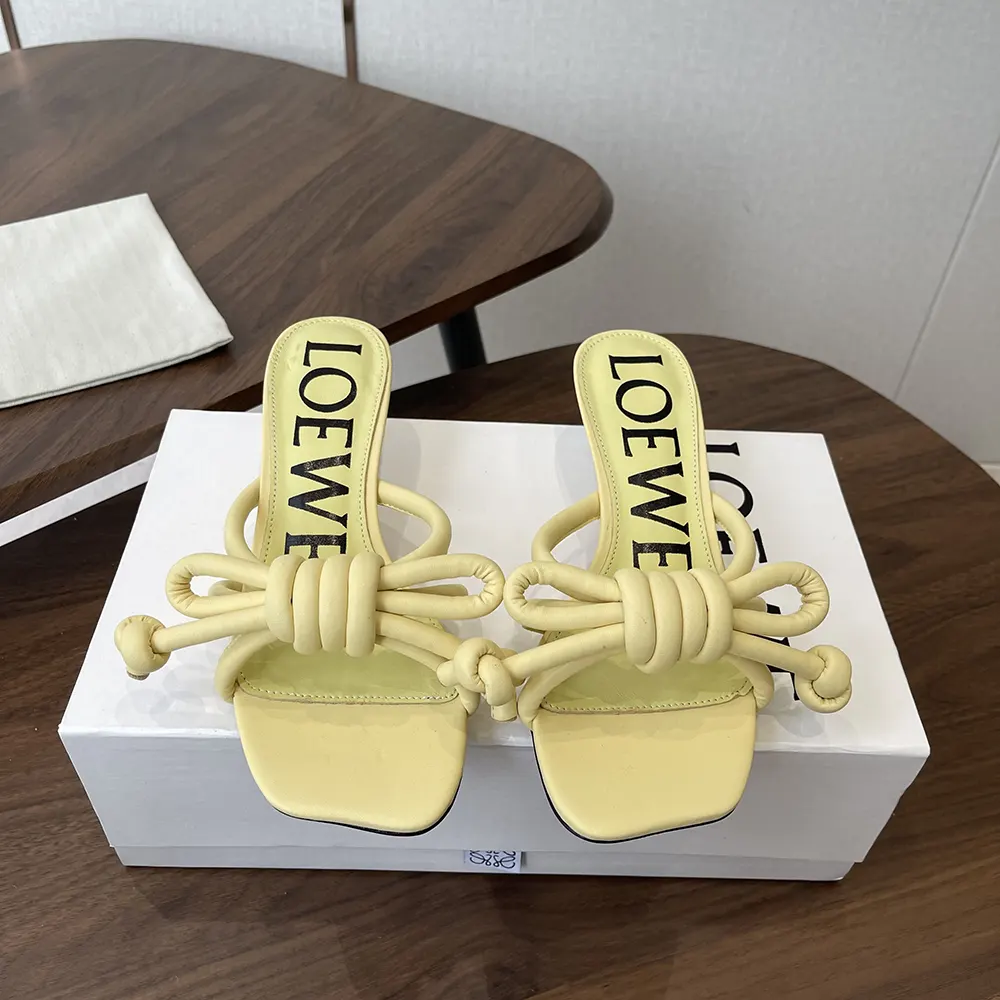 Loewe Women Flamenco Knot Sandal in Lambskin-Yellow - image 5