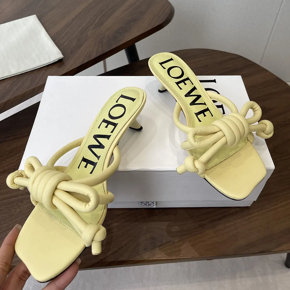 Loewe Women Flamenco Knot Sandal in Lambskin-Yellow - image 4
