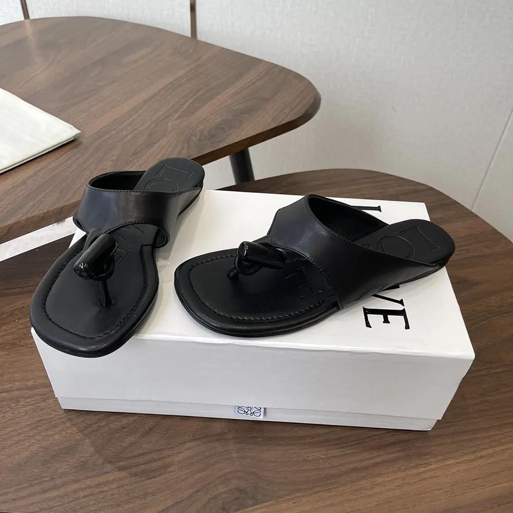 Loewe Women Toggle Flat Sandal in Shiny Smoot Calfskin-Black - image 4