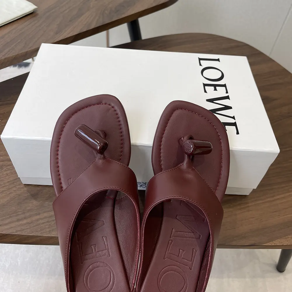 Loewe Women Toggle Flat Sandal in Shiny Smoot Calfskin-Burnt Red - image 5