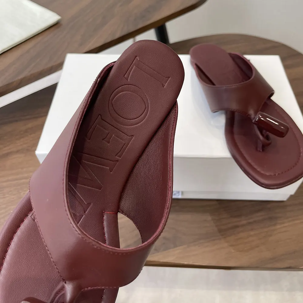 Loewe Women Toggle Flat Sandal in Shiny Smoot Calfskin-Burnt Red - image 7