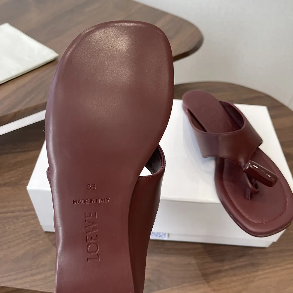 Loewe Women Toggle Flat Sandal in Shiny Smoot Calfskin-Burnt Red - image 8