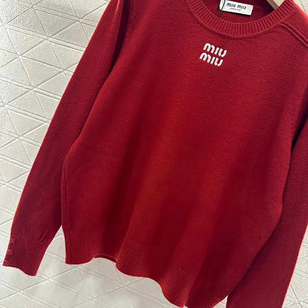 Miu Miu Women Cashmere Crew-Neck Sweater-Red - image 5