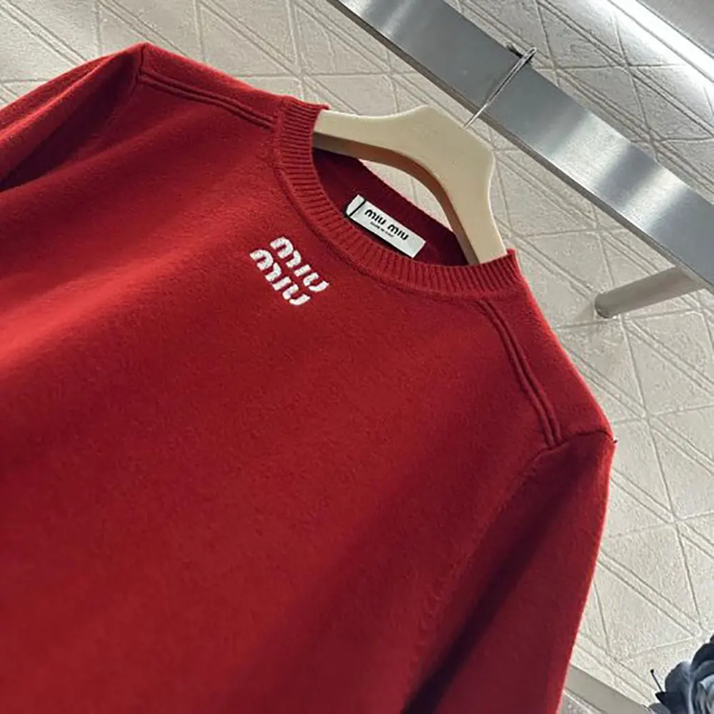 Miu Miu Women Cashmere Crew-Neck Sweater-Red - image 6