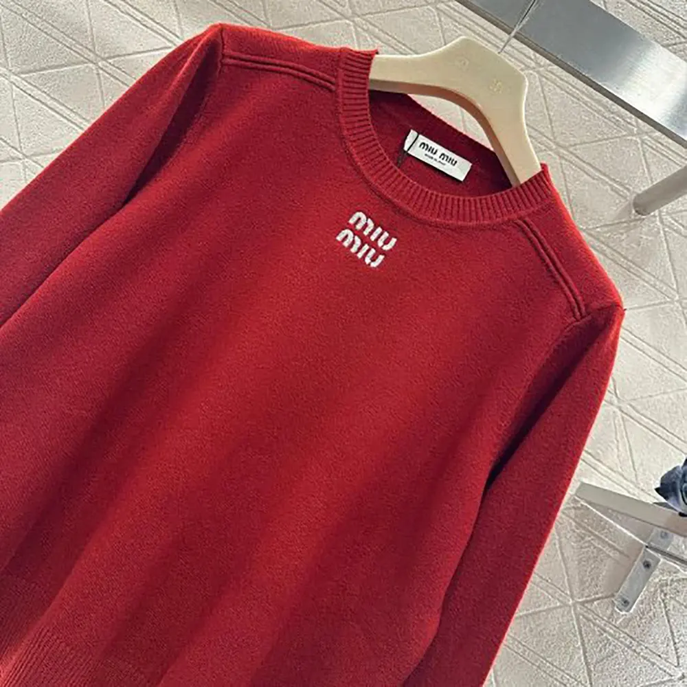 Miu Miu Women Cashmere Crew-Neck Sweater-Red - image 4