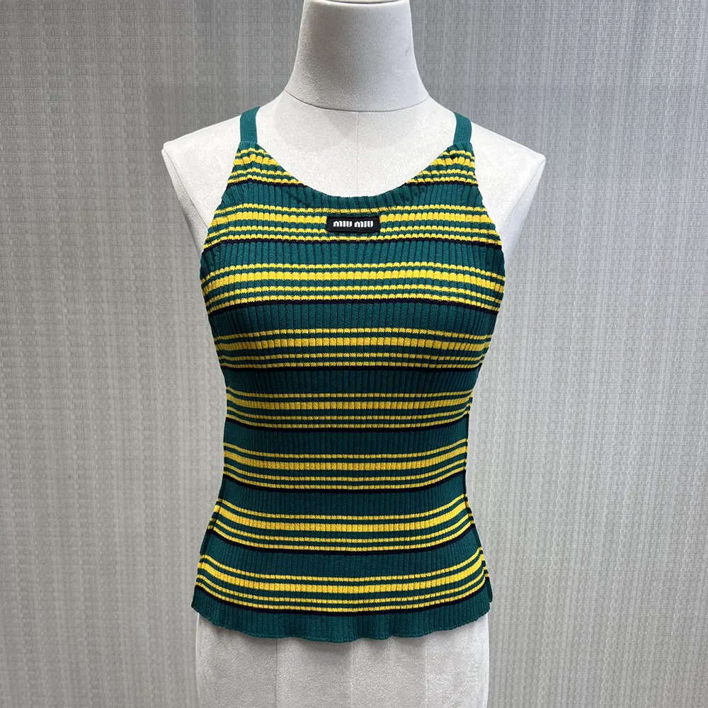 Close-up of soft cotton knit fabric on Miu Miu Women Cotton Knit Top