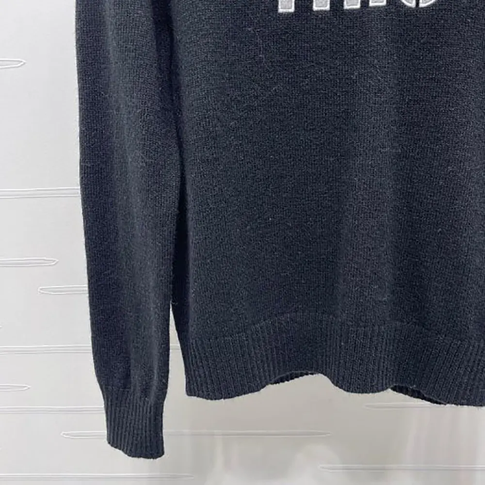 Miu Miu Women Double Cashmere Sweater with Logo-Black - image 7
