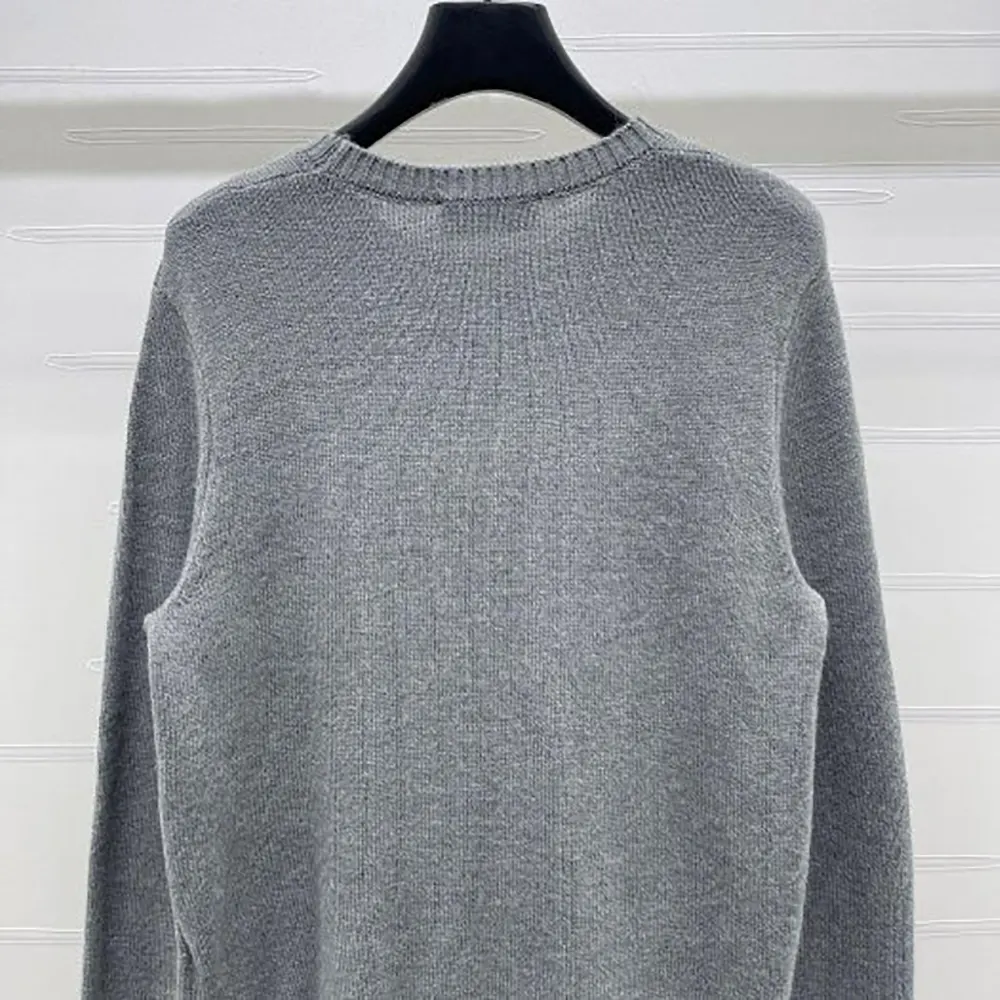 Miu Miu Women Double Cashmere Sweater with Logo-Grey - image 5