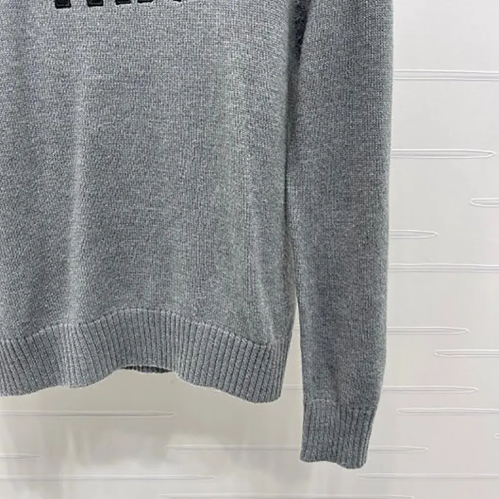 Miu Miu Women Double Cashmere Sweater with Logo-Grey - image 6