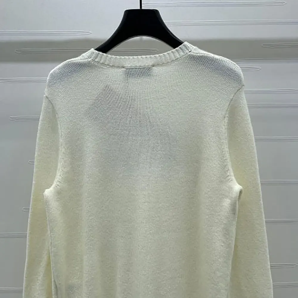 Miu Miu Women Double Cashmere Sweater with Logo-White - image 5