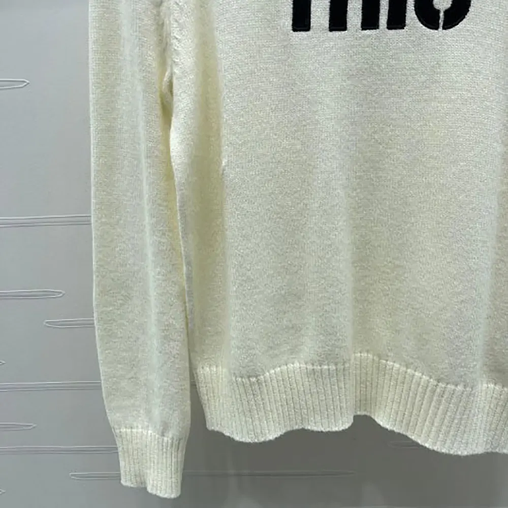 Miu Miu Women Double Cashmere Sweater with Logo-White - image 7
