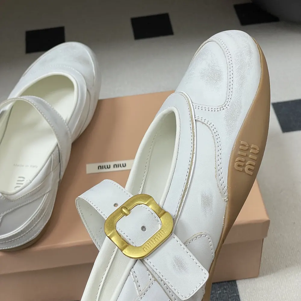 Miu Miu Women Gymnasium Leather Ballerinas With Strap and Buckle - image 8