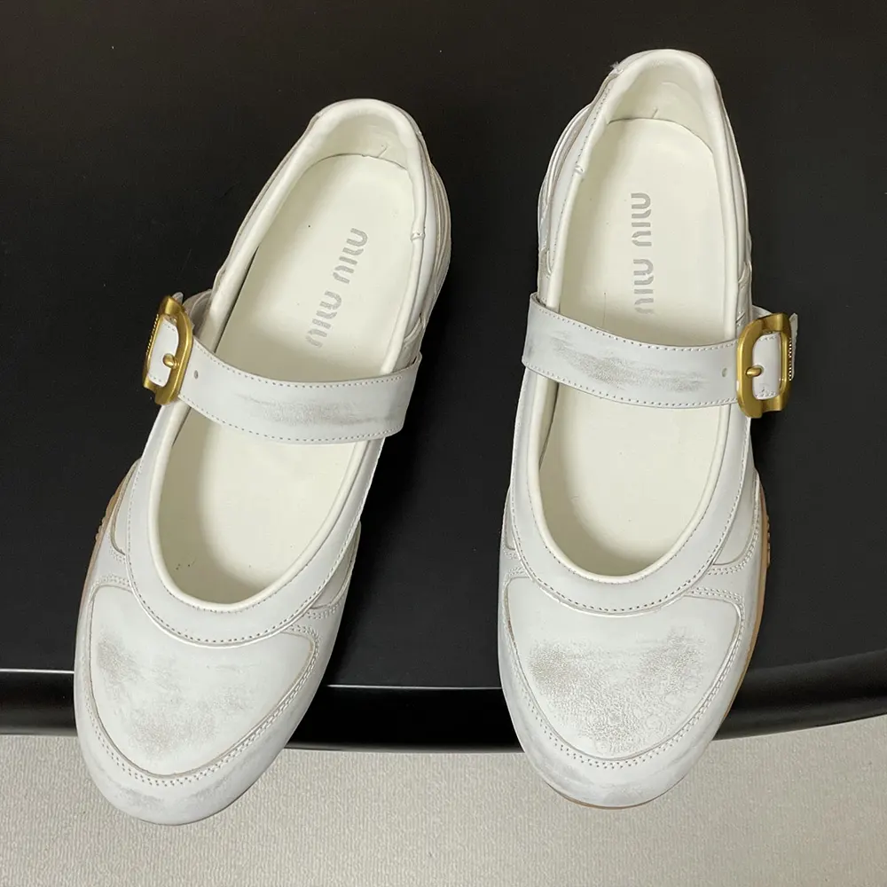 Miu Miu Women Gymnasium Leather Ballerinas With Strap and Buckle - image 4