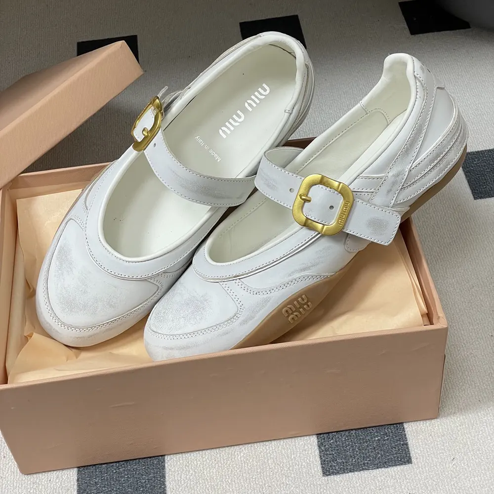 Miu Miu Women Gymnasium Leather Ballerinas With Strap and Buckle - image 5
