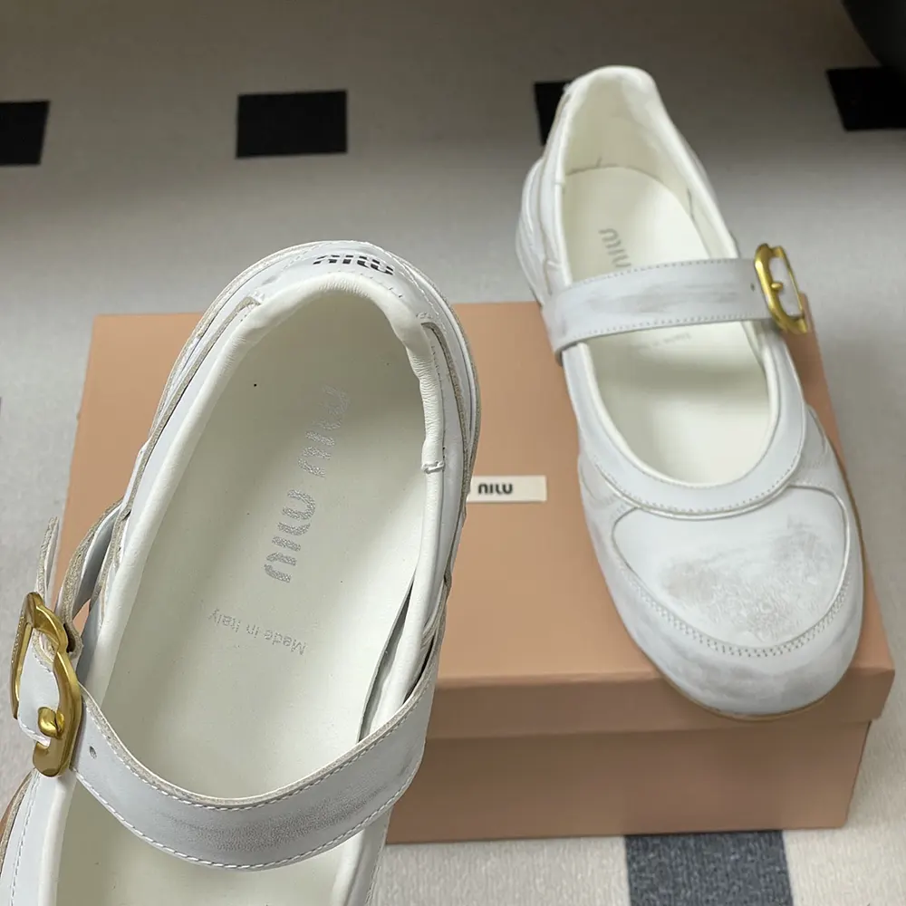 Miu Miu Women Gymnasium Leather Ballerinas With Strap and Buckle - image 7