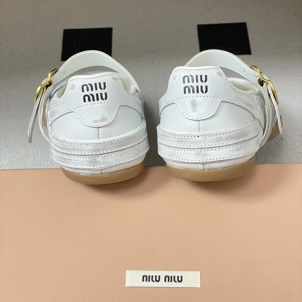 Miu Miu Women Gymnasium Leather Ballerinas With Strap and Buckle - image 9