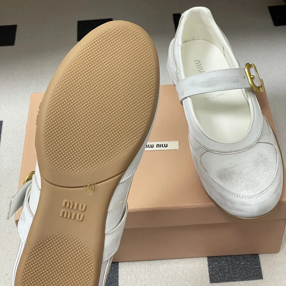 Miu Miu Women Gymnasium Leather Ballerinas With Strap and Buckle - image 10