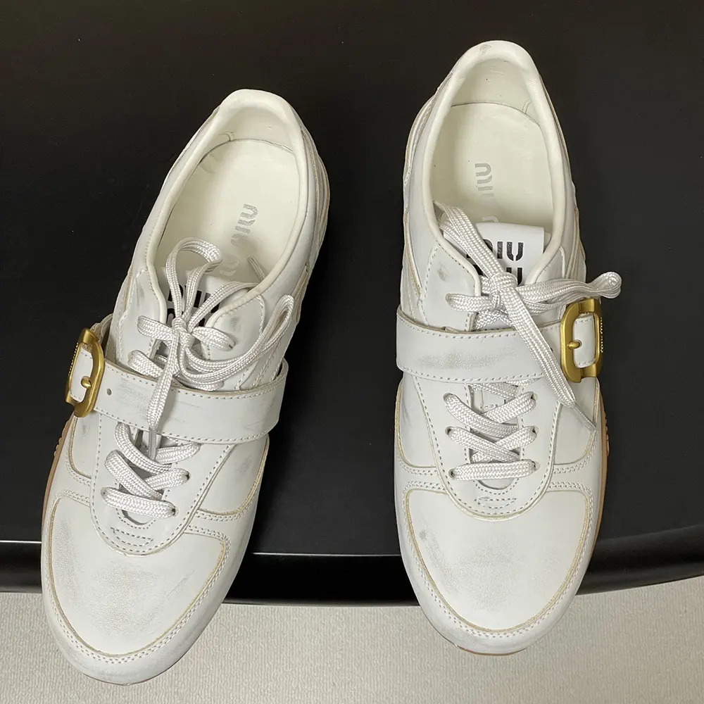 Miu Miu Women Gymnasium Leather Sneakers With Strap and Buckle - image 6