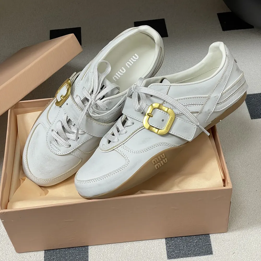 Miu Miu Women Gymnasium Leather Sneakers With Strap and Buckle - image 4