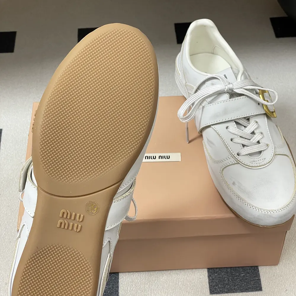 Miu Miu Women Gymnasium Leather Sneakers With Strap and Buckle - image 9