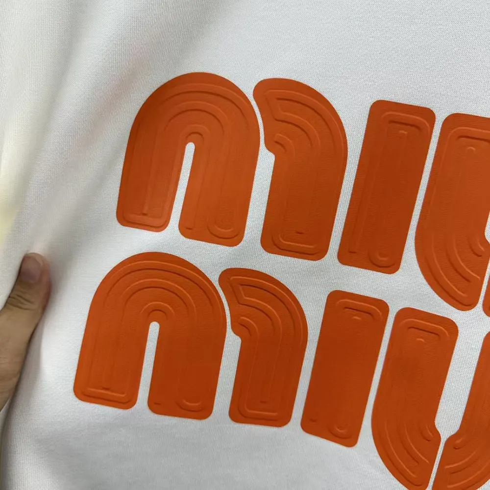 Miu Miu Women Logo-Embroidered Cotton Sweatshirt-Orange - image 4