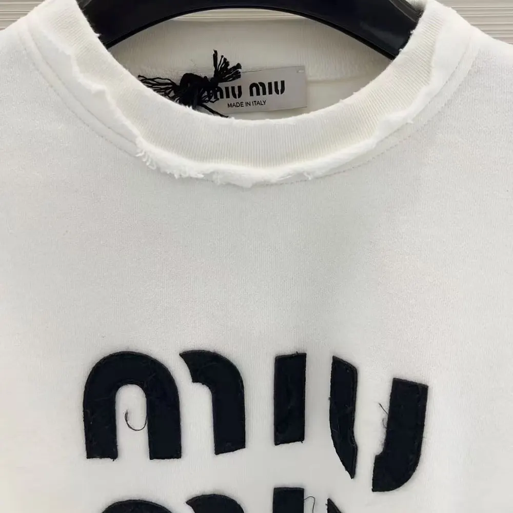 Miu Miu Women Logo-Embroidered Cotton Sweatshirt-White - image 7