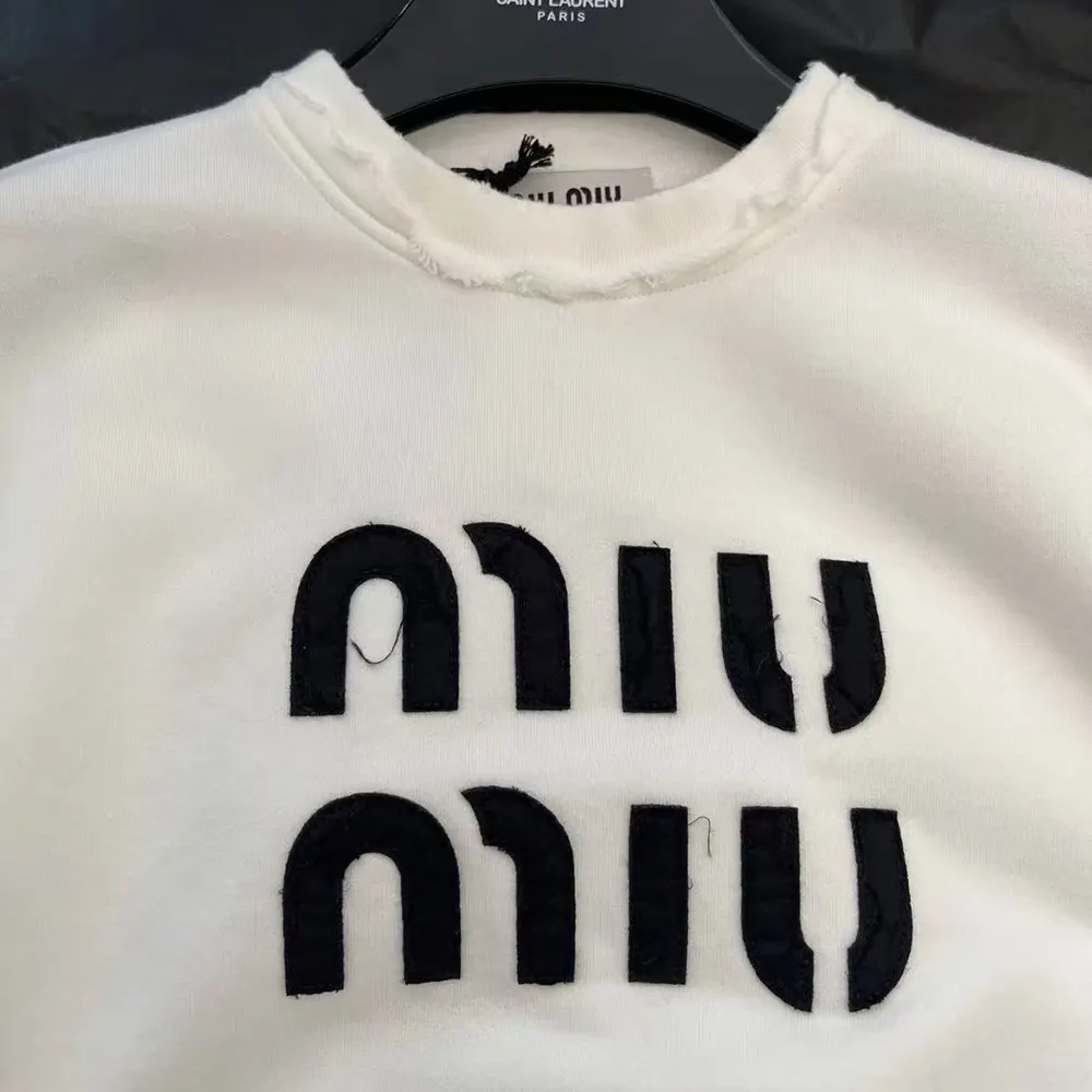Miu Miu Women Logo-Embroidered Cotton Sweatshirt-White - image 6
