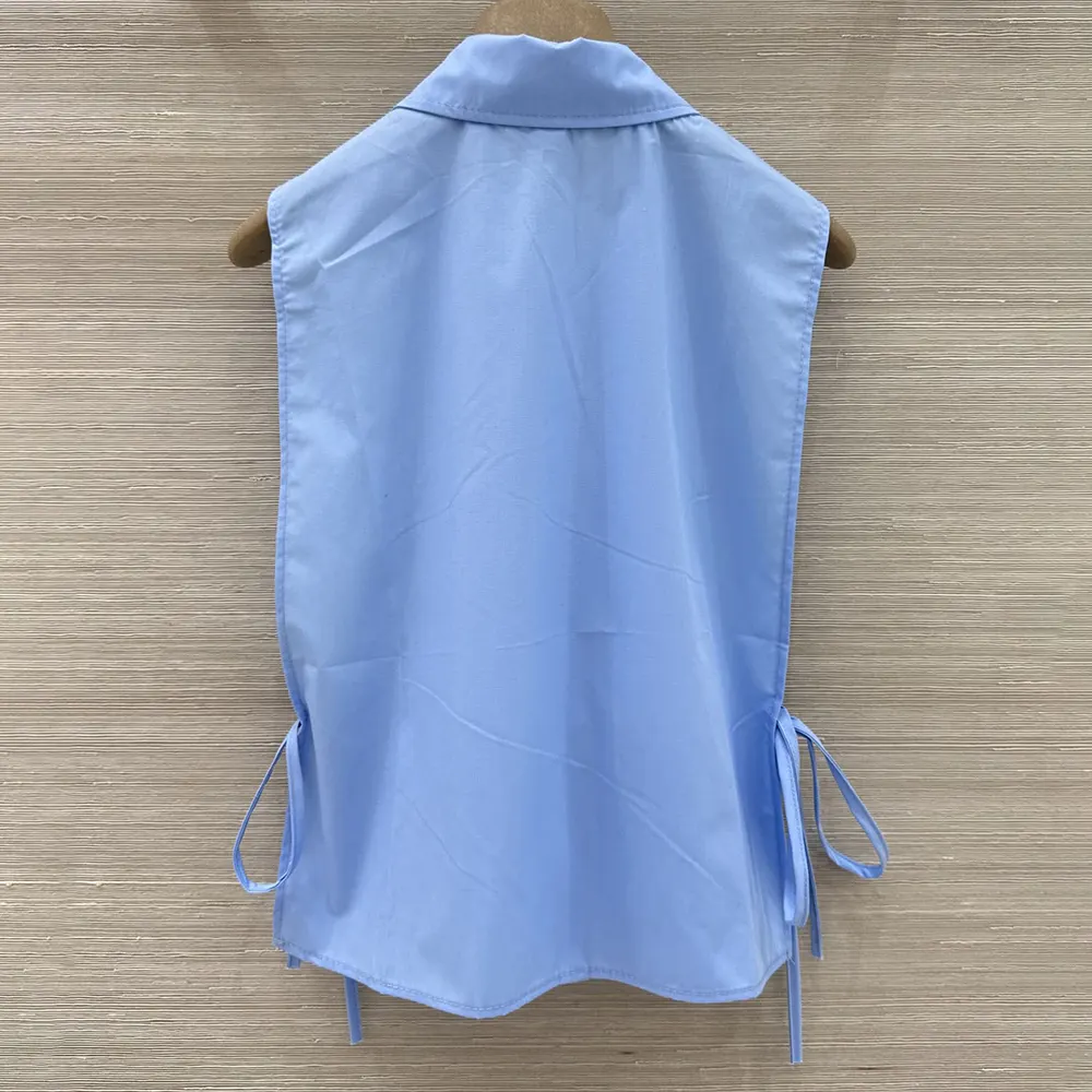 Side angle showing silhouette of Miu Miu Women Poplin Shirt-Blue