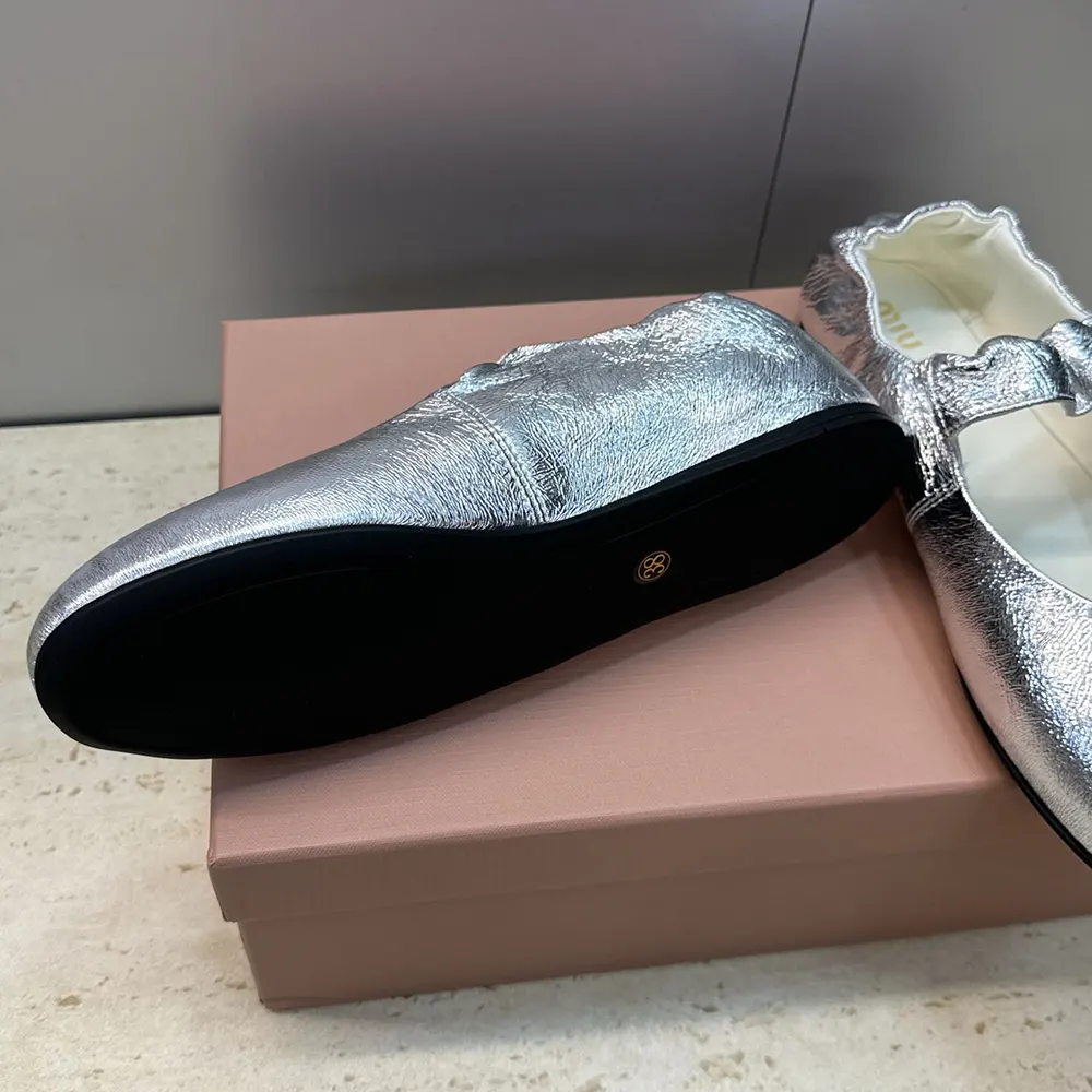 Miu Miu Women Ruches Mordoré Nappa Leather Ballerinas - image 10