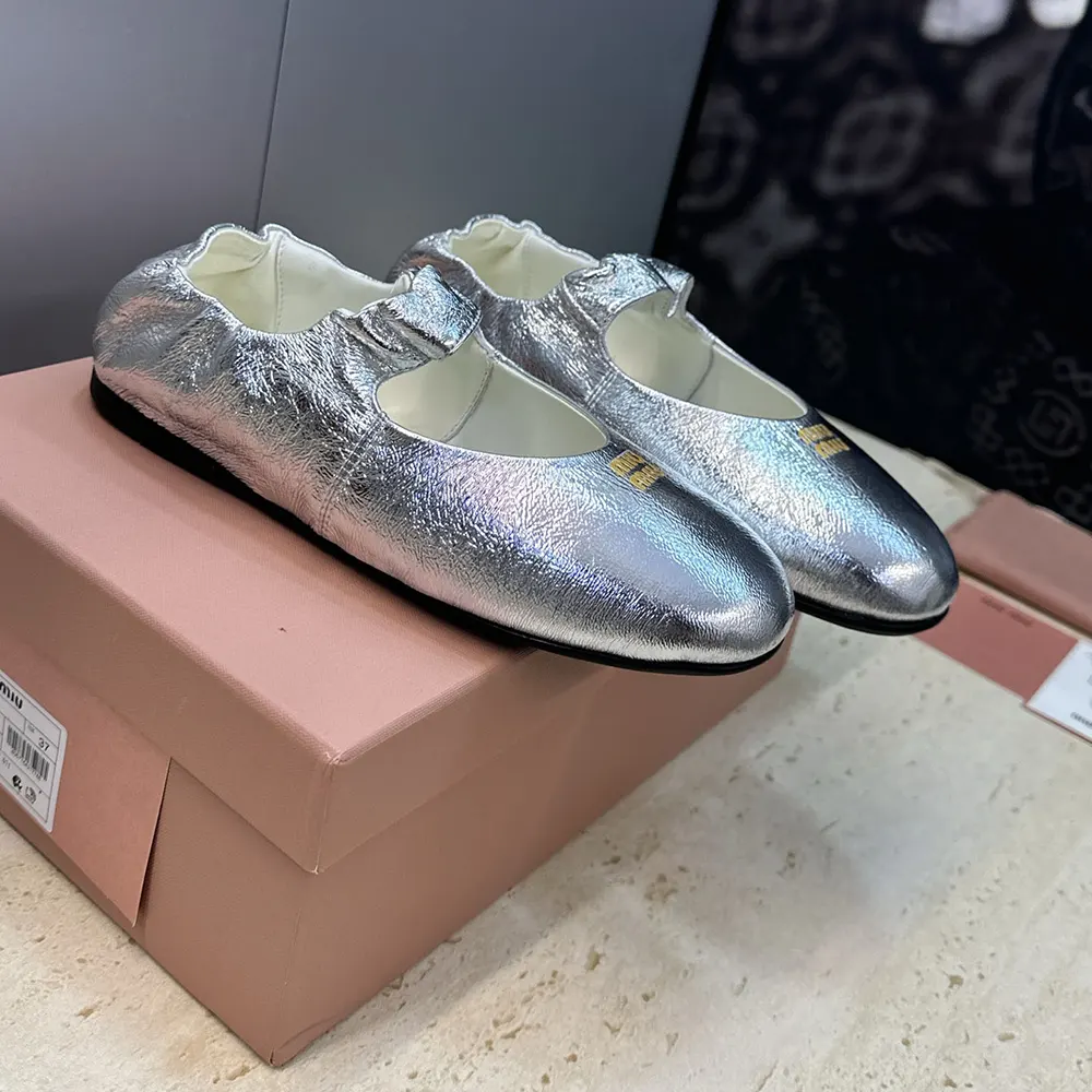 Miu Miu Women Ruches Mordoré Nappa Leather Ballerinas - image 4