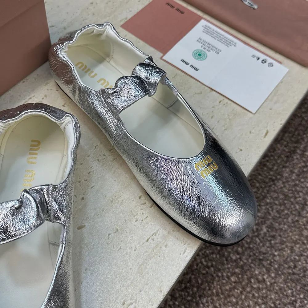 Miu Miu Women Ruches Mordoré Nappa Leather Ballerinas - image 7
