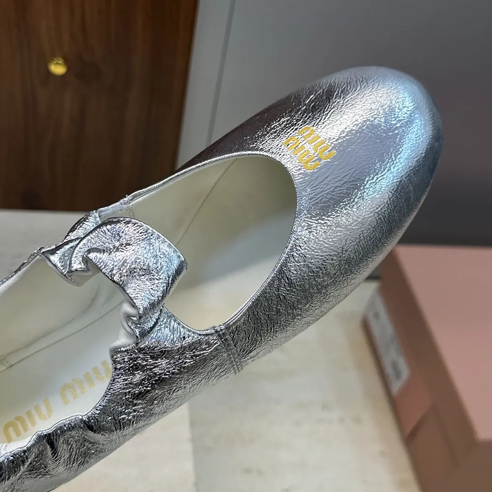 Miu Miu Women Ruches Mordoré Nappa Leather Ballerinas - image 8