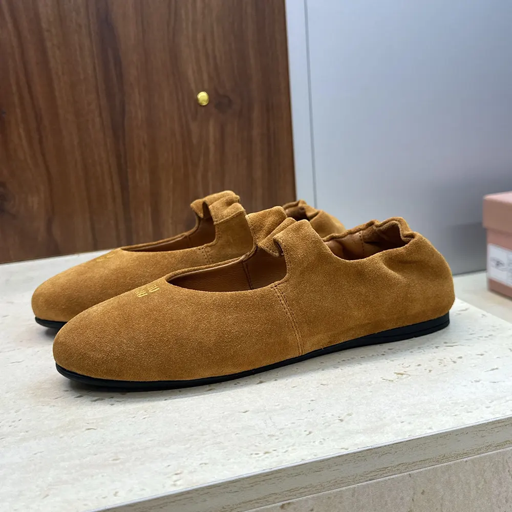Miu Miu Women Ruches Suede Ballerinas - image 5