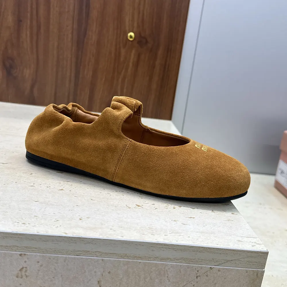 Miu Miu Women Ruches Suede Ballerinas - image 6