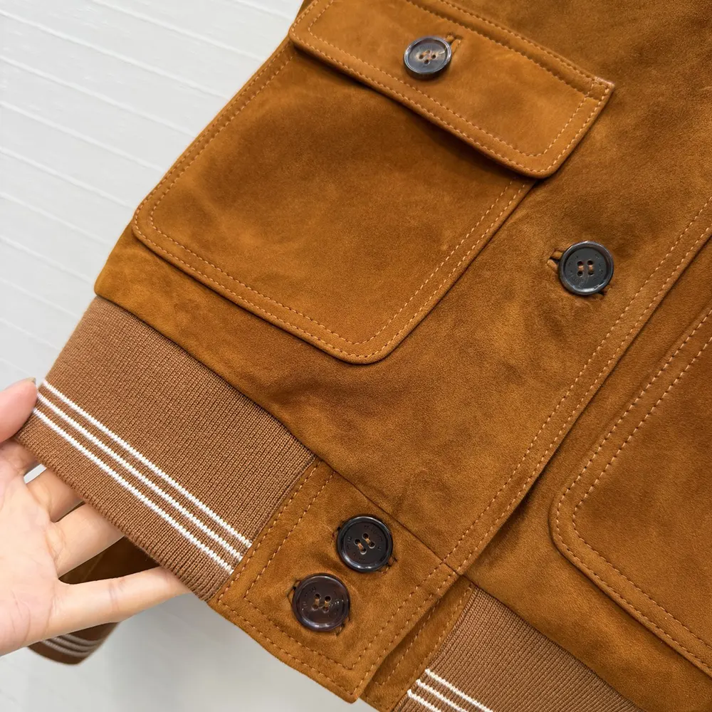 Miu Miu Women Suede Blouson Jacket-Brown - image 7